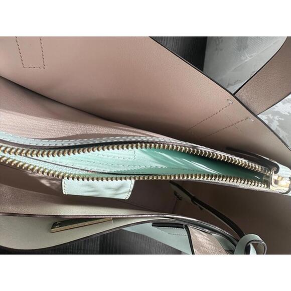 Kate Spade New York Light Blue Leather Tote Bag Satchel Purse - Picture 5 of 8